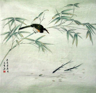 Chinese Bamboo Painting,66cm x 66cm,2601001-x