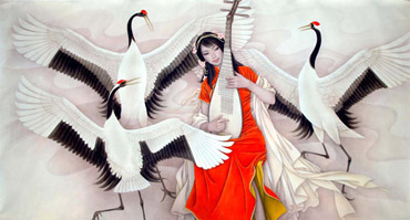 Chinese Beautiful Ladies Painting,70cm x 130cm,3330006-x