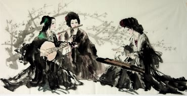 Chinese Beautiful Ladies Painting,69cm x 138cm,3348002-x