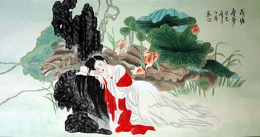 Chinese Beautiful Ladies Painting,66cm x 136cm,3449007-x