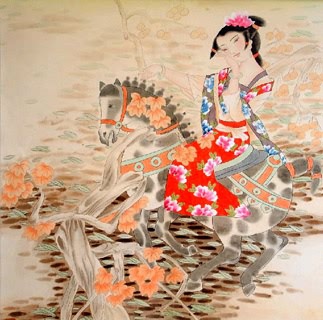 Chinese Beautiful Ladies Painting,66cm x 66cm,3506005-x