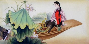 Chinese Beautiful Ladies Painting,50cm x 100cm,3506012-x