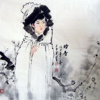 Chinese Beautiful Ladies Painting,69cm x 69cm,3515011-x