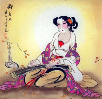 Chinese Beautiful Ladies Painting,66cm x 66cm,3530002-x