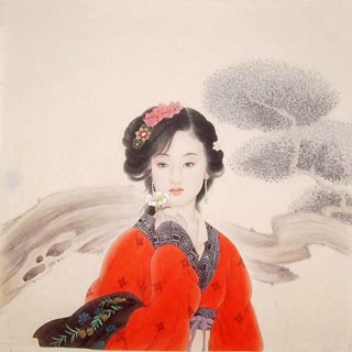 Chinese Beautiful Ladies Painting,66cm x 66cm,3530028-x