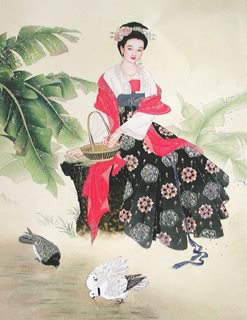 Chinese Beautiful Ladies Painting,60cm x 80cm,3537004-x