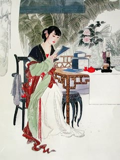 Chinese Beautiful Ladies Painting,60cm x 80cm,3537006-x