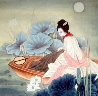 Chinese Beautiful Ladies Painting,90cm x 90cm,3618010-x