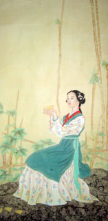 Chinese Beautiful Ladies Painting,66cm x 136cm,3618012-x