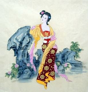 Chinese Beautiful Ladies Painting,69cm x 69cm,3715002-x