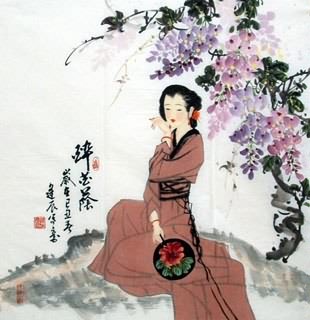 Chinese Beautiful Ladies Painting,69cm x 69cm,3716004-x