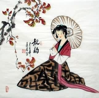 Chinese Beautiful Ladies Painting,69cm x 69cm,3716005-x