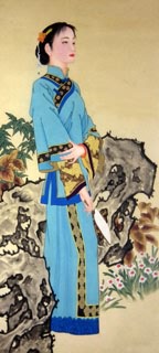 Chinese Beautiful Ladies Painting,48cm x 96cm,3717003-x