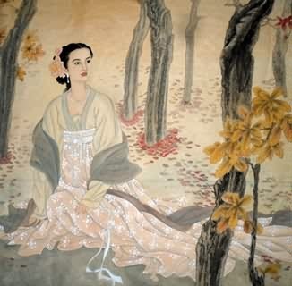 Chinese Beautiful Ladies Painting,62cm x 62cm,3718001-x