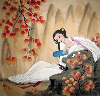 Chinese Beautiful Ladies Painting,66cm x 66cm,3718002-x