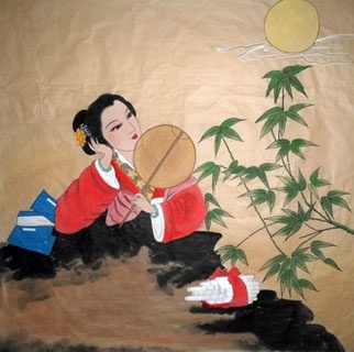 Chinese Beautiful Ladies Painting,66cm x 66cm,3718003-x