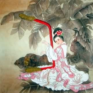 Chinese Beautiful Ladies Painting,66cm x 66cm,3749008-x