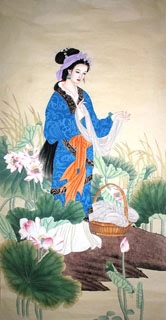 Chinese Beautiful Ladies Painting,66cm x 136cm,3774011-x