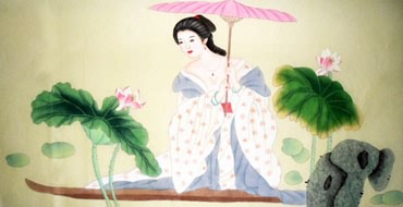 Chinese Beautiful Ladies Painting,66cm x 136cm,3774016-x