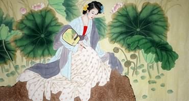 Chinese Beautiful Ladies Painting,97cm x 180cm,3774018-x