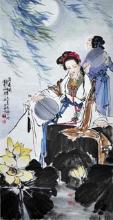 Chinese Beautiful Ladies Painting,66cm x 136cm,3778006-x