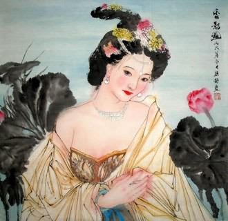 Chinese Beautiful Ladies Painting,69cm x 69cm,3778007-x