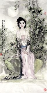 Chinese Beautiful Ladies Painting,50cm x 100cm,3798004-x