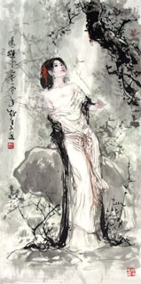 Chinese Beautiful Ladies Painting,50cm x 100cm,3798005-x