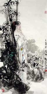 Chinese Beautiful Ladies Painting,50cm x 100cm,3798006-x
