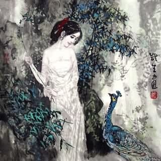 Chinese Beautiful Ladies Painting,50cm x 50cm,3798008-x