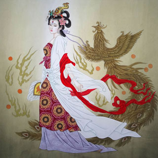 Chinese Beautiful Ladies Painting,66cm x 66cm,3802004-x