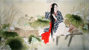 Chinese Beautiful Ladies Painting,69cm x 138cm,3802005-x
