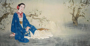 Chinese Beautiful Ladies Painting,69cm x 138cm,3802006-x