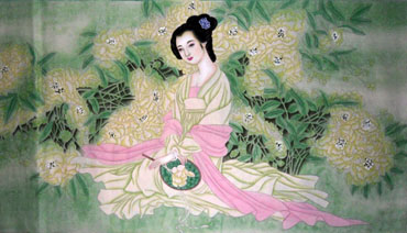 Chinese Beautiful Ladies Painting,69cm x 138cm,3802008-x