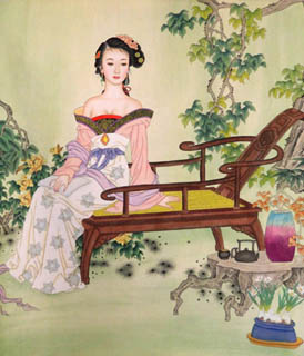 Chinese Beautiful Ladies Painting,97cm x 90cm,3802009-x