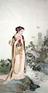 Chinese Beautiful Ladies Painting,66cm x 136cm,3807021-x