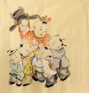 Chinese Boyes Painting,68cm x 68cm,3324003-x