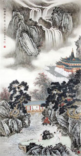 Chinese Buildings Pavilions Palaces Towers Terraces Painting,70cm x 125cm,1126018-x