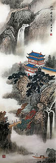 Chinese Buildings Pavilions Palaces Towers Terraces Painting,35cm x 100cm,1126033-x