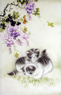 Chinese Cat Painting,43cm x 65cm,4351008-x