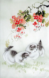 Chinese Cat Painting,43cm x 65cm,4351010-x