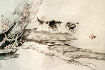 Chinese Cat Painting,69cm x 46cm,4379004-x