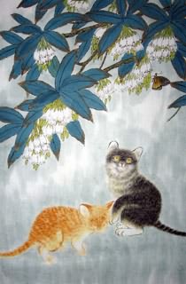 Chinese Cat Painting,69cm x 46cm,4449024-x