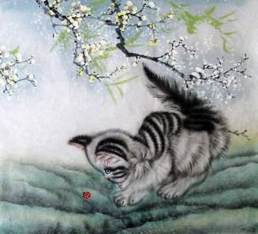 Chinese Cat Painting,50cm x 55cm,4449027-x