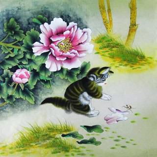 Chinese Cat Painting,69cm x 69cm,4449028-x
