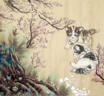Chinese Cat Painting,50cm x 50cm,4468005-x