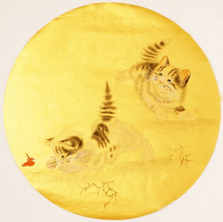 Chinese Cat Painting,45cm x 45cm,4481022-x