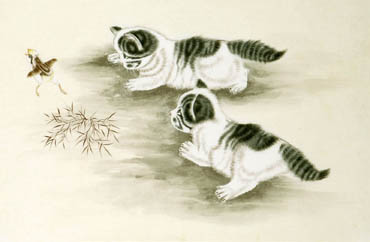 Chinese Cat Painting,69cm x 46cm,4481026-x