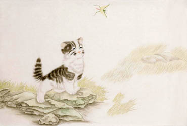 Chinese Cat Painting,69cm x 46cm,4481027-x