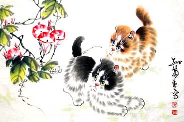 Chinese Cat Painting,69cm x 46cm,4489015-x